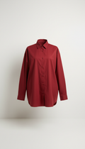 Oversized Button-Up Shirt in Chili Red